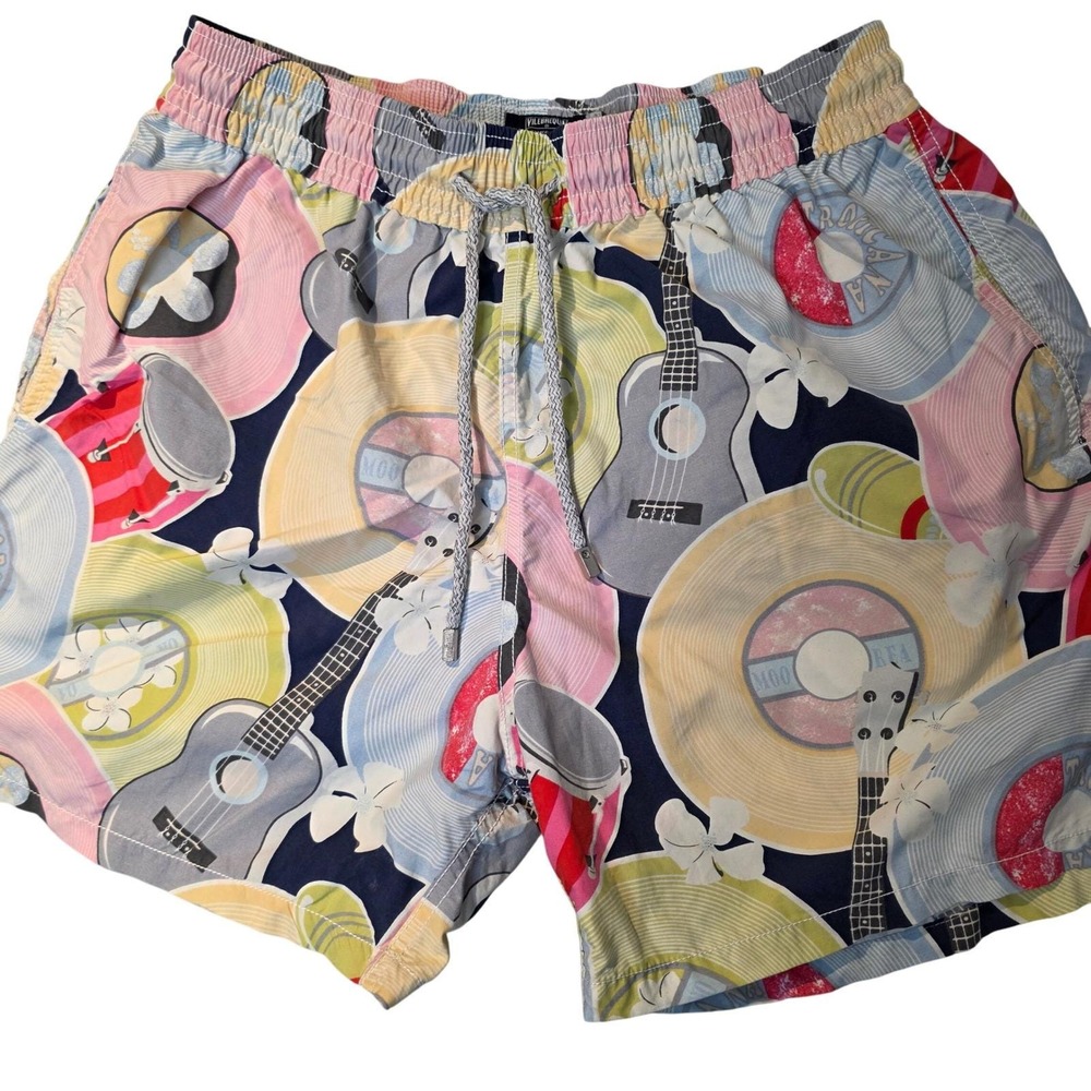 Vilebrequin‎ Men's Swim Trunks Shorts XL Music Record Guitar Print